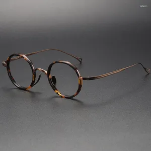 Okulary przeciwsłoneczne ramy vintage octan tytanowe okulary rama mężczyzn wielokąta na receptę krótkowzroczność oko