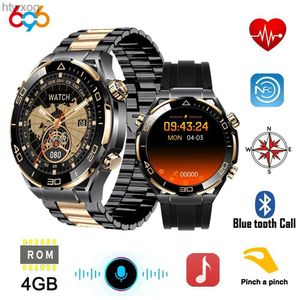 Orologi intelligenti 1.62 Uomini Memoria da 4 GB Riproduzione musicale Registrazione audio Smart Watch Bussola NFC Carica wireless Sport Fitness Frequenza cardiaca Smartwatch YQ240125