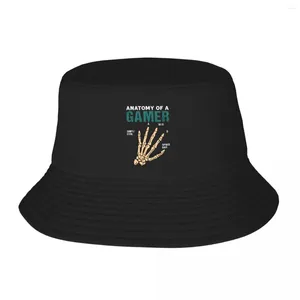 Ball Caps Anatomy Of A Gamer Skeleton Hand Funny Men Boys Kids Teens Bucket Hat Sun Shade Hats For