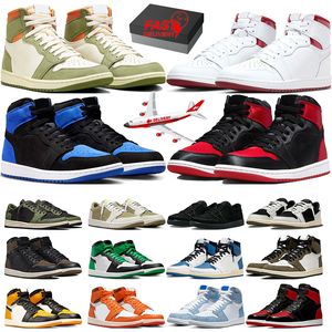 Scatola gratuita jumpman 1 scarpe da basket 1s scarpe da ginnastica da uomo donna scarpe da ginnastica da uomo Nero Phantom metallizzato Borgogna Ossidiana True Blue Hyper Royal sport all'aria aperta