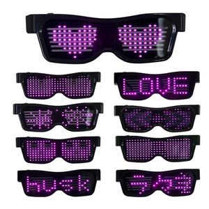 Bluetooth Programmerbar LED -text USB -laddningsglasögon Dedikerad nattklubb DJ Festival Party Glowing Toy Gift 240118