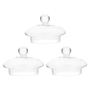 Geschirr-Sets 3 Stück Klarglas Teekanne Zubehör Transparenter Deckel Filter Maker Home Siebschutz Siebabdeckung