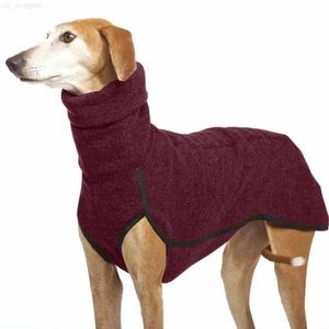 犬のアパレルグレイハウンド大犬の服秋のタートルネックシャツホイップハウンドストレッチフリースフリースベストペットプルオーバーコート