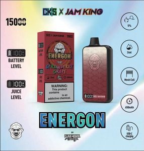 Jam King CKS 15000 Puffs EU Warehouse Vape Disposable Vaper Desecahble 24 ml Förfylld 2% 3% 5% 650mah USB-C Laddning E Liquid Screen Display vs MRVI BAR 12K PULD 14K 16000