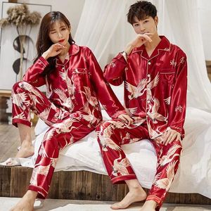 Kvinnors sömnkläder överdimensionerade par tryck pyjamas kostym skjorta silkeslen 2st sömn set kimono badrock klänning casual brud bröllop gåva