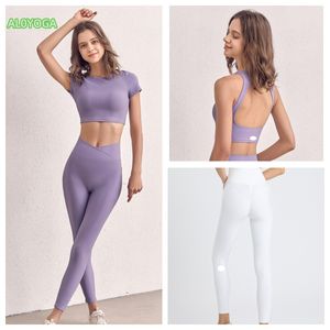 AL0YOGA-6 Gewinde Hohler Rücken Sport Weste Unterwäsche Hohe Taille Hüfte Bauch Kreuz Taille Fitness Hosen Yoga Anzug