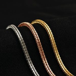 Miqiao 925 Sterling Silver Chopin Chain Platinum Rose Gold Color Long 40 45 50 55 60 65 70 80 CM Bred 1,6 mm Män Kvinnor Halsband 240118