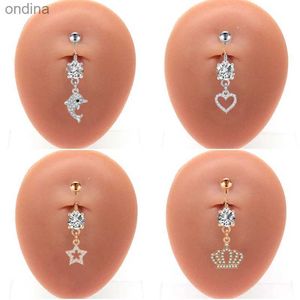 Navel Bell Button Rings Belly Button Ring Women Trendy Love Heart Star Cute Dolphin Design Sexy Fashion Navel Rings Stainless Steel Piercing Jewelry 14G YQ240125