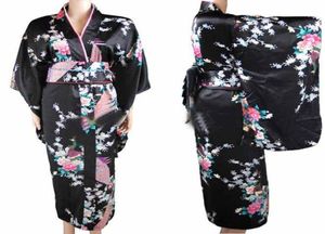 Odzież etniczna Przyjazd Czarny vintage japońskie kobiety039s Kimono Haori Yukata Silk Satynowa sukienka Mejeres Quimono Peosl One Size 2512603