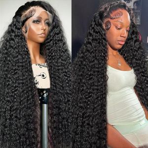 40 tum Glueless Loose Deep Wave 13x6 Spets Frontal Wig Human Hair Brazilian Water Wave Curly 13x4 360 Spets Front Human Hair Wigs