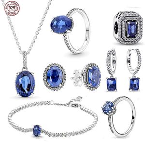 Fashionable And Popular S Sterling Sier Blue Diamond Set Bracelet Necklace Design Charm Beads DIY Exquisite Jewelry