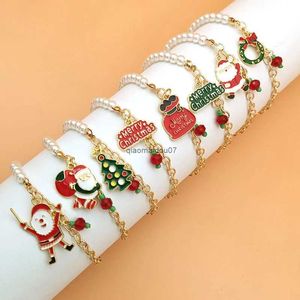 Łańcuch New Bracelets Imitacja Pearl Santa Claus Snowman Wiselan Brzecelets Brzeczka dla kobiet urok Nowy Rok Biżuteria Prezent24