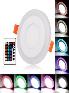 Akryl Dimble Dual Color White RGB Inbäddat LED -panel Ljus 6W 9W 18W 24W Downlight Infällda lampor inomhusbelysning med fjärrkontroll 7292268