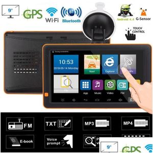 Acessórios GPS para carro 9 polegadas Navegador móvel Android Veículo Caminhão Sat Nav Navegação Ram 512M Wifi Bluetooth Fm Av em Mp4 com 8G Dhcnd