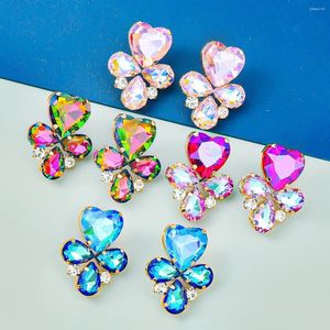 Kolczyki stadnonowe Spring Pink Crystal Rhinestone for Women Maxi Girls 'Daily Collection Earcing Akcesoria Ho Sprzedaż