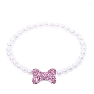 Dog Apparel SKS PET Cat Pearls Necklace Collar Rhinestones Bone Charm Jewelry Accessories For Girl Dogs Cats