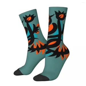 Herrensocken Vintage Blau und Orange Pflanze Verrückte Kompression Unisex Line Art Malerei Kultur Mode Kreativ Picasso Crew Socke