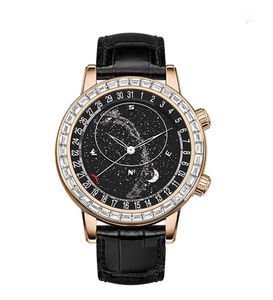 Watch men's 6104 Star Dial Stainless steel case automatic mechanical movement sapphire glass leather strap