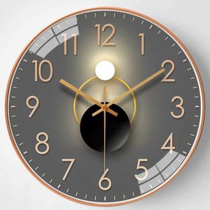 壁時計モダンなシンプルな時間厳守クォーツウォールクロックライトシャドウ幾何学デザインサイレントムーブメントリビングルームベッドルーム装飾ペンダント