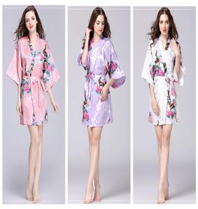 Kwiatowe kimono piżamy letnie dziewczyny Lady Nightdress 12 Style jedwabne twel snu Women Night Suknia vneck PJMS3936045