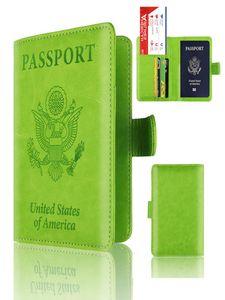 American Passport Case Walls RFID Blockering 4 kortplatser Cover ID Holder Pu Leather Travel Pass 25pcslot1600933