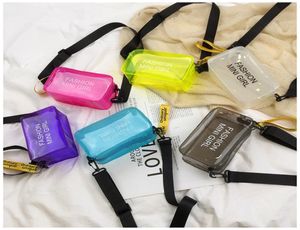 Transparent Jelly Shoulder Bags Fashion Mini Girl Letter Crossbody Bag PVC Girls Totes Messager Bags Travel Beach Phone Pouch Purs6868648