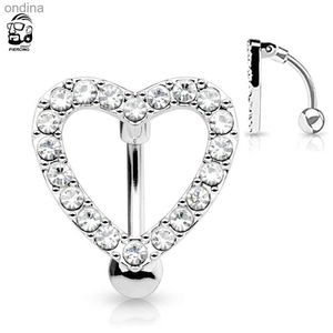 Navelklockknapp ringer iögonfallande hjärta Belly-knappringar Piercing Ombligo Nombril Reverse Bar Belly Ring Surgical Steel Navel Piercing Body Jewelry YQ240125