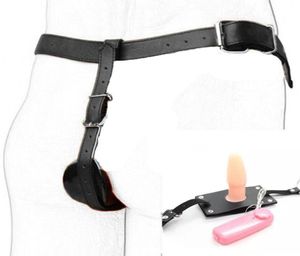 Camatech PU -läder vibrerande rumpa pluggsele manlig bälte enhet med vibrator anala plugg thonges för män sex leksaker y2004216830684