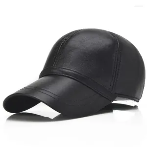 Ball Caps 2024 Brand Style Men's Real Sheepskin Leather Baseball Cap Sboy /Beret Hat Winter Warm Hats Cow-03