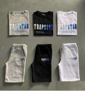 2024 Men's Trapstar T Shirt Set Letter Embroidered Tracksuit Short Sleeve Plush Shorts Motion current 677ess