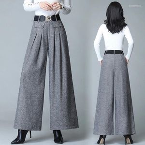 Women's Pants 2024 Spring Woolen Wide Leg Trousers Women Pleated Casual Skirt Straight Fat