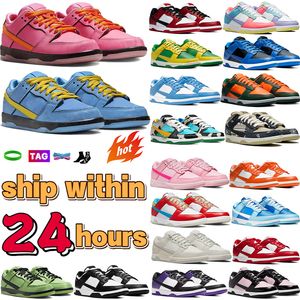 2024 Mens Sapatos Casuais Designer Sapatilhas Flor Branco Preto Panda Bolhas Buttercup Triple Rosa Syracuse Chicago Páscoa Hyper Cobalt Reverse Team Mulheres Treinadores