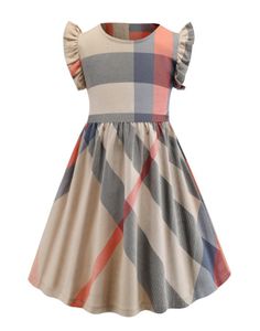 Projektant Summer Sukienki z rękawem muchowym Ruffle Sukienki Dzieci bawełniane plisowane sukienka dla dzieci odzież A63812378967