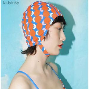 Toucas de natação Vintage Elegante Lady Nylon Pano Swimcap Swim Cap para Mulheres Beach Outfit Hot Spring Hat Ear Protect Proteção Ajustável SizeL240125