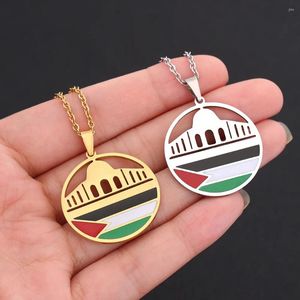 Pendant Necklaces Ethnic Al-Aqsa Mosque And Palestine For Women Men Vintage Stainless Steel Chain Necklace Jewelry Gift