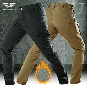 Мужские брюки в стиле милитари из акульей кожи, мужские утепленные флисовые морозостойкие теплые брюки, износостойкие ветрозащитные камуфляжные рабочие брюки Homme