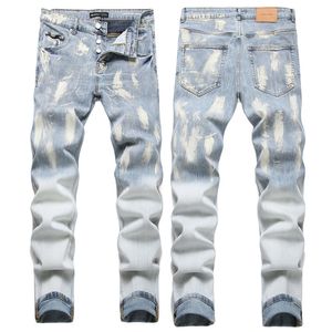 Lila jeans denim byxor mens jeans designer män svarta byxor avancerad rippad kvalitet rak design retro streetwear casual sweatpants pu3586