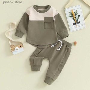 Clothing Sets Children Baby Boys Autumn Outfits Newborn Casual Contrast Color Clothes Set Long Sleeve Sweatshirt and Pants Set Toddler Suits