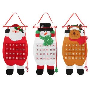 Santa Claus Father Christmas Advent Calendar Countdown Decor Santa Claus Snowman Deer Fabric Pockets Juldekorationer ZZ