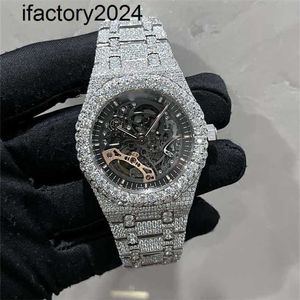 Ap Watch Diamond Moissanite Iced Out Può superare il test Skeleton 2023 Stones Version Supera il test Mens Diamonds t Op Qualità Movimento meccanico Eta Full Out Sapphire Shin