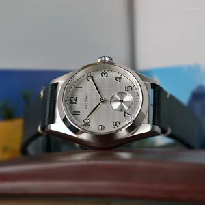 Wristwatches Baltany Small Second Hand Mechanical Watch Fluted Caseback 36mm Stanless Steel Case Leather Strap Dress Wristwatch