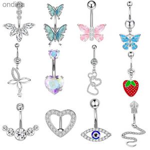 Navel Bell Button Rings 1st Butterfly Belly Button Piercing Jewelry 14g Heart Belly Ring Body Piercing Bee Navel Piercing Belly Bars Piercing Ombligo YQ240125