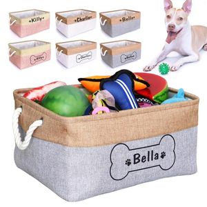 Hundkläder Personlig leksakskorg Gratis tryck Pet Storage Box Foldbar DIY Anpassade namn Toys Accessories Canvas Bag Products