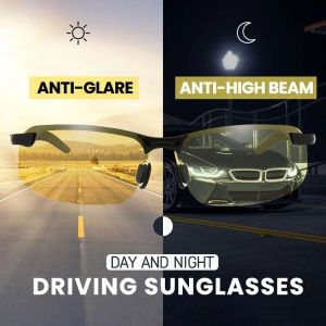 Amarelo high-end visão noturna óculos de condução polarizados uv óculos de sol pc ultraleve motorista espelho ao ar livre óculos de condução masculino