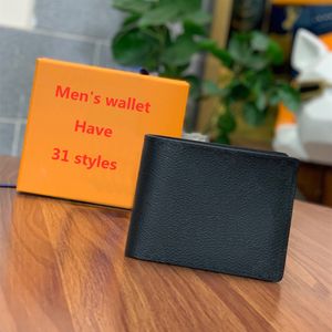 Wysokiej jakości męskie gorące, oryginalne skórzane portfel męski z pudełkiem luksusowe projektanci portfeli portfel męski portfel Purese Karta kredytowa Klasyczny styl L039