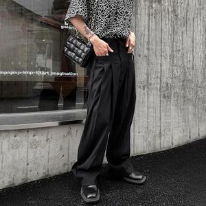 Herrenhosen Männer Band Französisch Elegant High-Waist Einfarbig Anzug Herbst Genderless Mode Dunkler Stil Jugend Trend Straße Unisex