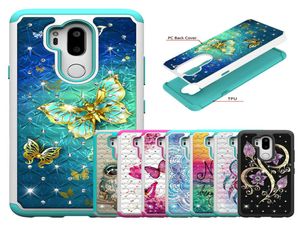 613939 BLING 2IN1 için COQUE LG G7 İnceq Kılıfı Lüks Glitter Funda LG G7 Kılıfı Zırh Plastik Arka Kapak LG G 7 Kapak G7T3390352