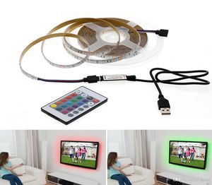 5V USB LED şerit ışığı 1m 2m 3m 4m 5m Sıcak Beyaz RGB LED Şerit 2835 TV Arka Plan Aydınlatma Dekoracion Peri Işıkları9023615