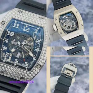 RichardMiles RM010 AG WG Watches Automatic Mechanical Men's Watch RM Chronograph Original Shell Outer Ring Rear Diamond Side Full Diamond 18K Platinum HB 3N51