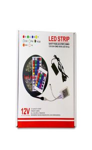 5M 300 Leds RGB led 5050 strip lights Set 44 keys ir remote controller power supply adapter6809916